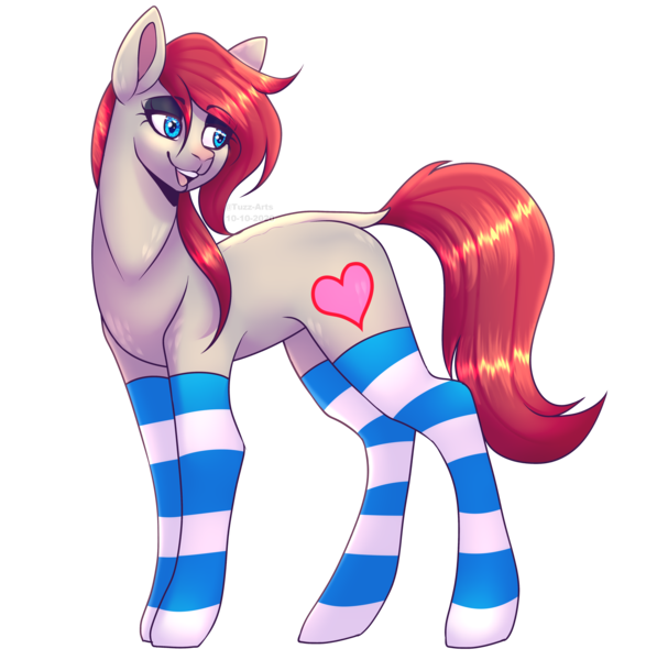 Size: 4653x4598 | Tagged: safe, artist:tuzz-arts, derpibooru import, oc, oc:ponepony, unofficial characters only, earth pony, pony, blue eyes, clothes, dock, eyeshadow, female, heart, image, makeup, png, simple background, socks, solo, striped socks, transparent background