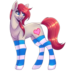 Size: 4653x4598 | Tagged: safe, artist:tuzz-arts, derpibooru import, oc, oc:ponepony, unofficial characters only, earth pony, pony, blue eyes, clothes, dock, eyeshadow, female, heart, image, makeup, png, simple background, socks, solo, striped socks, transparent background