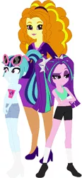 Size: 339x729 | Tagged: safe, artist:sturk-fontaine, derpibooru import, adagio dazzle, aria blaze, sonata dusk, equestria girls, alternate universe, bases used, breasts, business suit, busty adagio dazzle, child bearing hips, clothes, curvy, family, female, image, mamadagio, milf, mother and child, mother and daughter, png, simple background, sports tape, sunglasses, the dazzling family, the dazzlings, twin sisters, white background, wide hips