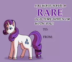 Size: 3500x3000 | Tagged: safe, artist:applejackofalltrades, derpibooru import, rarity, pony, unicorn, hearts and hooves day, holiday, image, png, smiling, solo, text, valentine's day, valentine's day card