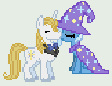 Size: 162x124 | Tagged: safe, artist:jadethepegasus, derpibooru import, prince blueblood, trixie, bluetrix, female, image, male, pixel art, png, shipping, straight