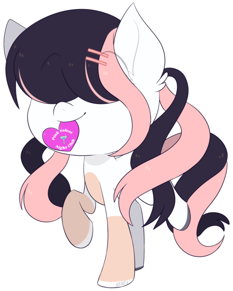 Size: 2192x2736 | Tagged: safe, artist:jetjetj, derpibooru import, part of a set, oc, oc:pink velvet, earth pony, pony, chibi, commission, female, heart, image, mare, mouth hold, png, solo, ych result