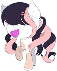 Size: 2192x2736 | Tagged: safe, artist:jetjetj, derpibooru import, part of a set, oc, oc:pink velvet, earth pony, pony, chibi, commission, female, heart, image, mare, mouth hold, png, solo, ych result
