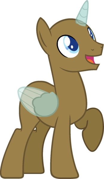 Size: 983x1695 | Tagged: safe, artist:pegasski, derpibooru import, oc, unofficial characters only, alicorn, pony, marks for effort, alicorn oc, bald, base, frown, horn, image, looking up, male, open mouth, png, raised hoof, simple background, smiling, solo, stallion, transparent background, two toned wings, wings