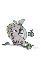 Size: 720x1280 | Tagged: safe, artist:lisaartista365, derpibooru import, oc, oc:lilyann rock, earth pony, pony, female, hoof wraps, image, jpeg, mare, offspring, parent:big macintosh, parent:marble pie, parents:marblemac, rock, simple background, solo, tail wrap, tongue out, white background