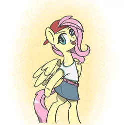 Size: 764x768 | Tagged: safe, artist:rainbow-douch, derpibooru import, fluttershy, pony, 90s grunge fluttershy, bipedal, clothes, female, gameloft interpretation, image, mare, png, simple background, solo