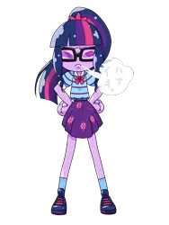 Size: 1668x2224 | Tagged: safe, artist:batipin, derpibooru import, sci-twi, twilight sparkle, equestria girls, disgut, hand on hip, image, looking at you, png, simple background, solo, sumashi gao, transparent background