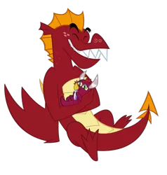 Size: 641x672 | Tagged: safe, artist:queencold, derpibooru import, baby cinder, garble, dragon, baby, baby dragon, cute, daaaaaaaaaaaw, dragoness, duo, eyes closed, female, gardorable, gem, image, male, png, simple background, transparent background