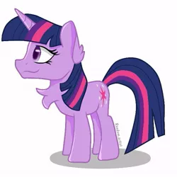 Size: 663x663 | Tagged: safe, alternate version, artist:rxndxm.artist, derpibooru import, twilight sparkle, pony, unicorn, chest fluff, colored, ear fluff, emala jiss challenge, eyelashes, female, image, jpeg, mare, simple background, smiling, solo, unicorn twilight, white background