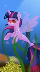 Size: 1080x1920 | Tagged: safe, artist:brucehun, derpibooru import, twilight sparkle, twilight sparkle (alicorn), alicorn, pony, seapony (g4), bubble, crepuscular rays, deviantart watermark, dorsal fin, female, fin wings, fish tail, flowing mane, flowing tail, horn, image, jewelry, necklace, obtrusive watermark, ocean, png, purple eyes, seaponified, seapony twilight, seashell, seashell necklace, seaweed, smiling, solo, species swap, tail, underwater, water, watermark, wings
