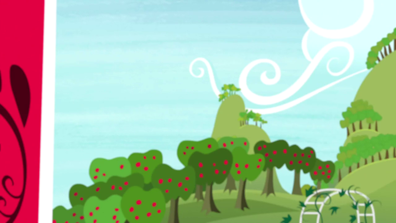 Size: 1280x720 | Tagged: safe, derpibooru import, screencap, hard to say anything, apple, apple tree, background, food, image, no pony, png, scenic ponyville, sweet apple acres, tree