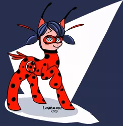 Size: 892x915 | Tagged: safe, artist:lowname, derpibooru import, ponified, earth pony, pony, clothes, costume, image, jpeg, marinette dupain-cheng, mask, miraculous ladybug, raised hoof, signature, solo