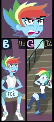 Size: 3267x7323 | Tagged: safe, artist:urhangrzerg, derpibooru import, rainbow dash, comic:boys vs girls "soccer duel", equestria girls, canterlot high, clothes, comic, crying, equestria guys, female, image, male, png, rainbow blitz, rule 63, shoes, soccer shoes