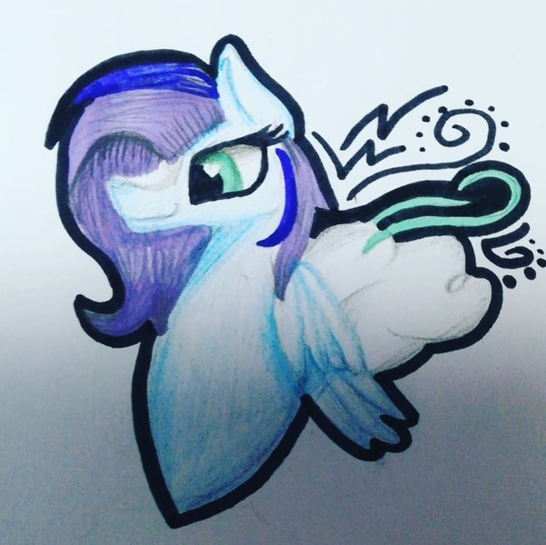 Size: 941x940 | Tagged: safe, artist:rxndxm.artist, derpibooru import, oc, unofficial characters only, pegasus, pony, bust, image, jpeg, pegasus oc, solo, traditional art, wings