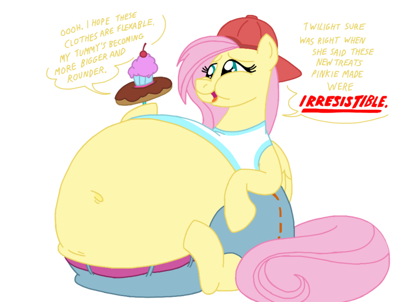 Size: 1024x768 | Tagged: suggestive, artist:jamesawilliams1996, artist:princebluemoon3, color edit, derpibooru import, edit, fluttershy, pegasus, pony, my little pony: pony life, pie vs. pie, spoiler:pony life s01e23, 90s grunge fluttershy, baseball cap, belly, belly button, belt, big belly, candy, cap, clothes, colored, cupcake, donut, dough-cup-pop, fat, fattershy, female, food, grammar error, hat, huge belly, image, lollipop, midriff, morbidly obese, obese, pants, png, shirt, simple background, sleeveless, sleeveless shirt, solo, solo female, transparent background, weight gain