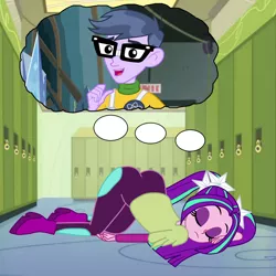 Size: 3000x3000 | Tagged: safe, artist:gmaplay, derpibooru import, aria blaze, microchips, equestria girls, ariachips, arse-ia blaze, ass, ass up, butt, canterlot high, daydream, dream bubble, female, image, jpeg, lockers, male, pigtails, shipping, straight, twintails