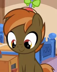 Size: 865x1080 | Tagged: safe, derpibooru import, screencap, button mash, button's adventures, buttonbetes, cropped, cute, foal, happy, image, jpeg, male, sitting, smiling, solo, video game, young, younger