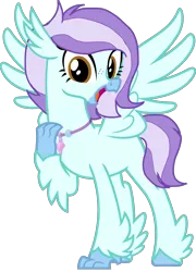 Size: 2173x3025 | Tagged: safe, artist:krystalheartbases, artist:savygriffs, derpibooru import, oc, oc:ocean breeze, oc:ocean breeze (savygriffs), unofficial characters only, classical hippogriff, hippogriff, base used, beak, claws, female, hippogriff oc, image, jewelry, looking at you, necklace, open beak, open mouth, png, smiling, smiling at you, solo, spread wings, wings