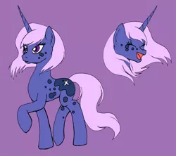 Size: 1000x889 | Tagged: safe, artist:emilou1985, derpibooru import, oc, oc:eclipse, pony, unicorn, female, image, jpeg, mare, previous generation, purple background, simple background, solo