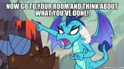 Size: 600x337 | Tagged: safe, derpibooru import, edit, edited screencap, screencap, clump, princess ember, sweet and smoky, caption, image, image macro, jpeg, text