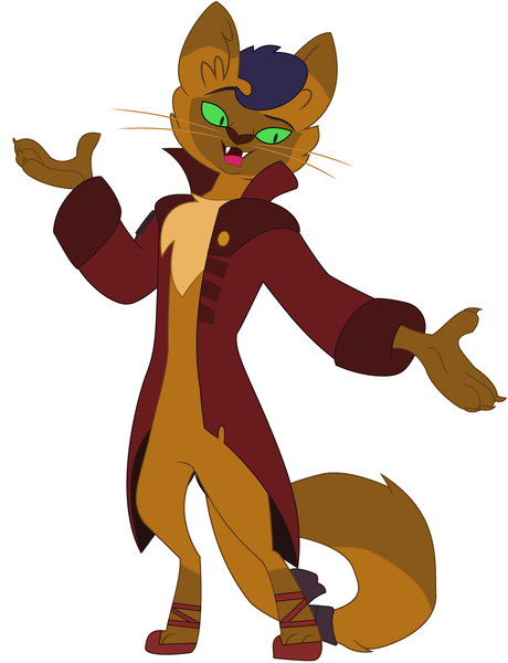 Size: 3582x4671 | Tagged: safe, artist:hubfanlover678, derpibooru import, capper dapperpaws, abyssinian, anthro, my little pony: the movie, ballet slippers, clothes, coat, image, male, png, simple background, solo, white background