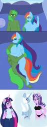 Size: 2782x7387 | Tagged: suggestive, artist:midnightamber, derpibooru import, rainbow dash, starlight glimmer, trixie, twilight sparkle, oc, oc:green thunder, alicorn, anthro, pegasus, plantigrade anthro, alicorn oc, big breasts, blushing, bra, breasts, busty rainbow dash, busty twilight sparkle, canon x oc, clothes, comic, commission, cuddling, face in breasts, fantasizing, greendash, grope, horn, huge breasts, image, impossibly large breasts, long hair, looking at you, never doubt blaa6 involvement, nudity, one eye closed, partial nudity, png, rainbow dash's bedroom, simple background, underwear, wings, wink, winking at you