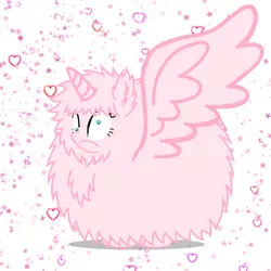 Size: 768x768 | Tagged: safe, derpibooru import, edit, editor:crossovercartoons, oc, oc:fluffle puff, alicorn, pony, alicorn wings, alicornified, confused, cute, flufflecorn, heart, horn, image, png, race swap, simple background, solo, spread wings, stars, white background, wings