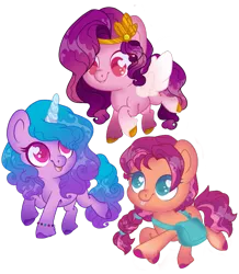 Size: 1079x1237 | Tagged: safe, artist:ninjagobrony287, derpibooru import, izzy moonbow, pipp petals, sunny starscout, earth pony, pegasus, pony, unicorn, adorapipp, bag, braid, cute, female, g5, heart eyes, image, izzybetes, open mouth, png, simple background, sunnybetes, tongue out, transparent background, unshorn fetlocks, wingding eyes, wings