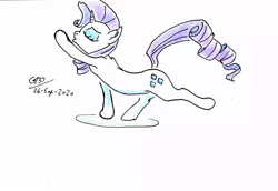 Size: 1024x706 | Tagged: safe, artist:gafelpoez, derpibooru import, rarity, pony, arabesque, dancing, eyes closed, image, jpeg, pursed lips, simple background, solo, white background