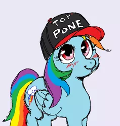 Size: 587x620 | Tagged: artist needed, safe, derpibooru import, rainbow dash, pegasus, pony, best pone, best pony, blushing, cap, cute, dashabetes, female, gray background, hat, image, legitimately amazing mspaint, looking at you, mare, ms paint, png, pone, simple background, smiling, solo, top gun, top gun hat, white background