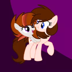 Size: 1378x1378 | Tagged: safe, artist:circuspaparazzi5678, derpibooru import, oc, oc:breanna, oc:dusky blitz, pegasus, pony, base used, dusky blitz riding breanna, duskyverse, female, filly, image, mare, mother and child, mother and daughter, next generation, parent:oc:breanna, parent:rainbow dash, png, ponies riding ponies, riding