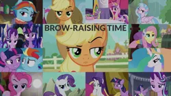Size: 2000x1125 | Tagged: safe, derpibooru import, edit, edited screencap, editor:quoterific, screencap, applejack, fluttershy, pinkie pie, princess cadance, princess celestia, rainbow dash, rarity, silverstream, snowdash, spike, starlight glimmer, twilight sparkle, twilight sparkle (alicorn), alicorn, pony, a dog and pony show, a hearth's warming tail, a royal problem, dragon dropped, dungeons and discords, lesson zero, party of one, princess spike (episode), shadow play, the cutie re-mark, three's a crowd, trade ya, what lies beneath, ballerina, clothes, female, filly, filly rainbow dash, image, mane seven, mane six, png, raised eyebrow, tutu, twilarina, twilight's castle, younger