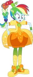 Size: 1409x3295 | Tagged: safe, artist:dupontsimon, derpibooru import, rainbow dash, equestria girls, equestria girls series, holidays unwrapped, spoiler:eqg series (season 2), braid, clothes, converse, cornucopia costumes, dress, female, image, o come all ye squashful, png, shoes, simple background, solo, transparent background, vector