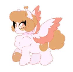 Size: 624x611 | Tagged: safe, artist:bubbled-tea-dreams, derpibooru import, oc, oc:heather sweet feathers, unofficial characters only, pegasus, pony, chest fluff, female, fluffy, image, mare, no pupils, png, scar, simple background, solo, spread wings, transparent background, wings