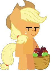 Size: 5990x7993 | Tagged: safe, artist:isaac_pony, derpibooru import, applejack, earth pony, pony, apple, cute, female, food, hat, image, kibiy pony, png, show accurate, simple background, smiling, solo, standing, transparent background, vector
