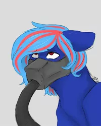 Size: 1728x2160 | Tagged: semi-grimdark, derpibooru import, oc, oc:hellfire, pegasus, pony, asphyxiation, bdsm, blue fur, bondage, breathplay, gas mask, gas mask fetish, image, jpeg, male, mask, red eyes, stallion, suffocating, this will end in death