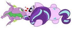 Size: 944x383 | Tagged: safe, artist:lincolnbrewsterfan, artist:titanium-pony, derpibooru import, spike, starlight glimmer, dragon, female, image, kissing, male, nocturnal vision's overhead ponies, png, romance, shipping, simple background, sparlight, straight, transparent background, winged spike