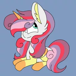 Size: 1378x1378 | Tagged: safe, artist:circuspaparazzi5678, derpibooru import, apple bloom, scootaloo, sweetie belle, alicorn, pony, applescoot belle, cutie mark crusaders, freckles, fusion, image, png, solo, sweetiloo bloom, the ultimate cutie mark crusader
