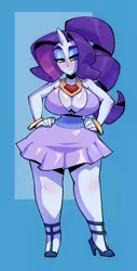 Size: 795x1563 | Tagged: suggestive, artist:bigdad, derpibooru import, rarity, human, breasts, busty rarity, horn, horned humanization, humanized, image, jpeg, looking at you, pony coloring