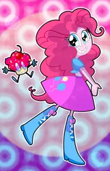 Size: 900x1400 | Tagged: safe, artist:jgu112, derpibooru import, pinkie pie, equestria girls, cupcake, cute, diapinkes, female, food, hands together, image, jpeg, no nose, smiling, solo