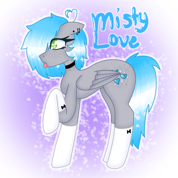 Size: 768x768 | Tagged: safe, artist:misty__luv, derpibooru import, oc, oc:pony, unofficial characters only, pegasus, pony, choker, female, image, mare, png, rain, solo, tongue out