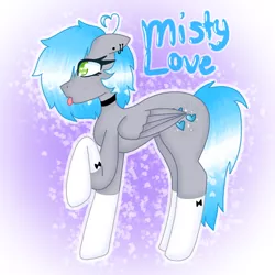 Size: 768x768 | Tagged: safe, artist:misty__luv, derpibooru import, oc, oc:pony, unofficial characters only, pegasus, pony, choker, female, image, mare, png, rain, solo, tongue out