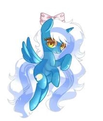 Size: 1280x1504 | Tagged: safe, artist:p-ratt, derpibooru import, oc, oc:fleurbelle, unofficial characters only, alicorn, pony, alicorn oc, bow, female, hair bow, horn, image, mare, png, simple background, solo, transparent background, watermark, wings, yellow eyes