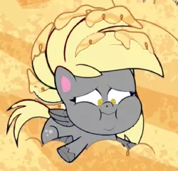Size: 835x801 | Tagged: safe, artist:argodaemon, derpibooru import, edit, edited screencap, screencap, derpy hooves, pegasus, pony, my little pony: pony life, princess probz, spoiler:pony life s01e01, 1000 hours in ms paint, aderpose, chubby cheeks, cropped, fat, female, image, palette swap, png, recolor, solo