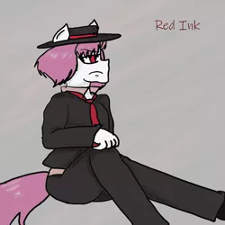 Size: 940x940 | Tagged: safe, artist:inkheart, derpibooru import, oc, oc:red ink, unofficial characters only, anthro, anthro oc, clothes, hat, image, mobster, necktie, png, suit