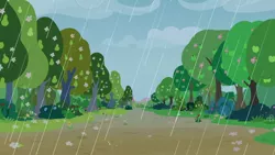Size: 1280x720 | Tagged: safe, derpibooru import, screencap, the perfect pear, background, cloud, image, no pony, pear tree, png, rain, scenic ponyville, tree