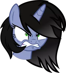 Size: 7816x8656 | Tagged: safe, artist:isaac_pony, derpibooru import, oc, oc:shainer shrapnel shock, pony, unicorn, angry, black mane, doom, doom equestria, female, heart, image, png, rage, show accurate, simple background, solo, transparent background, vector