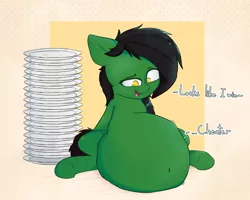 Size: 3750x3000 | Tagged: suggestive, artist:blopfry, derpibooru import, oc, oc:brassica, unofficial characters only, eating contest, fat, image, png, stuffed belly, unknown prey, vore