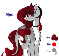 Size: 1200x1146 | Tagged: safe, artist:moonsong103, artist:paintpalet35, derpibooru import, oc, oc:nyx, alicorn, demon, demon pony, earth pony, original species, pony, base artist:paintpalet35, base used, base:paintpalet35, collar, dark magic, demon oc, demon pony oc, earth pony oc, ethereal mane, female, horn accessory, image, jewelry, leonine tail, magic, png, ram horns, simple background, solo, sombra eyes, starry hair, starry mane, starry tail, tiara, transparent background, undercolor, wavy hair, wavy mane, wavy tail