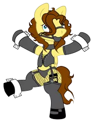 Size: 3030x3835 | Tagged: safe, artist:almaustral, artist:nhl-changelingpony, derpibooru import, oc, oc:billy rose, unofficial characters only, pegasus, semi-anthro, ballgag, bondage, cuffs (clothes), derp, fishnets, gag, image, pegasus oc, png, simple background, solo, transparent background, wings